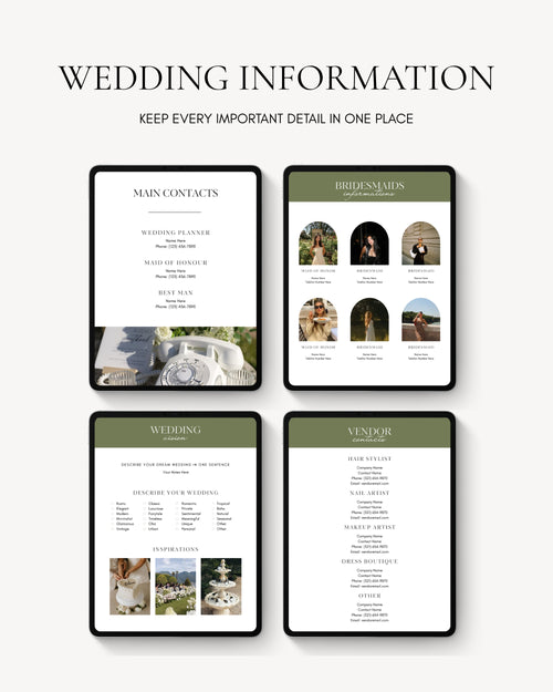 Green Wedding Binder Template