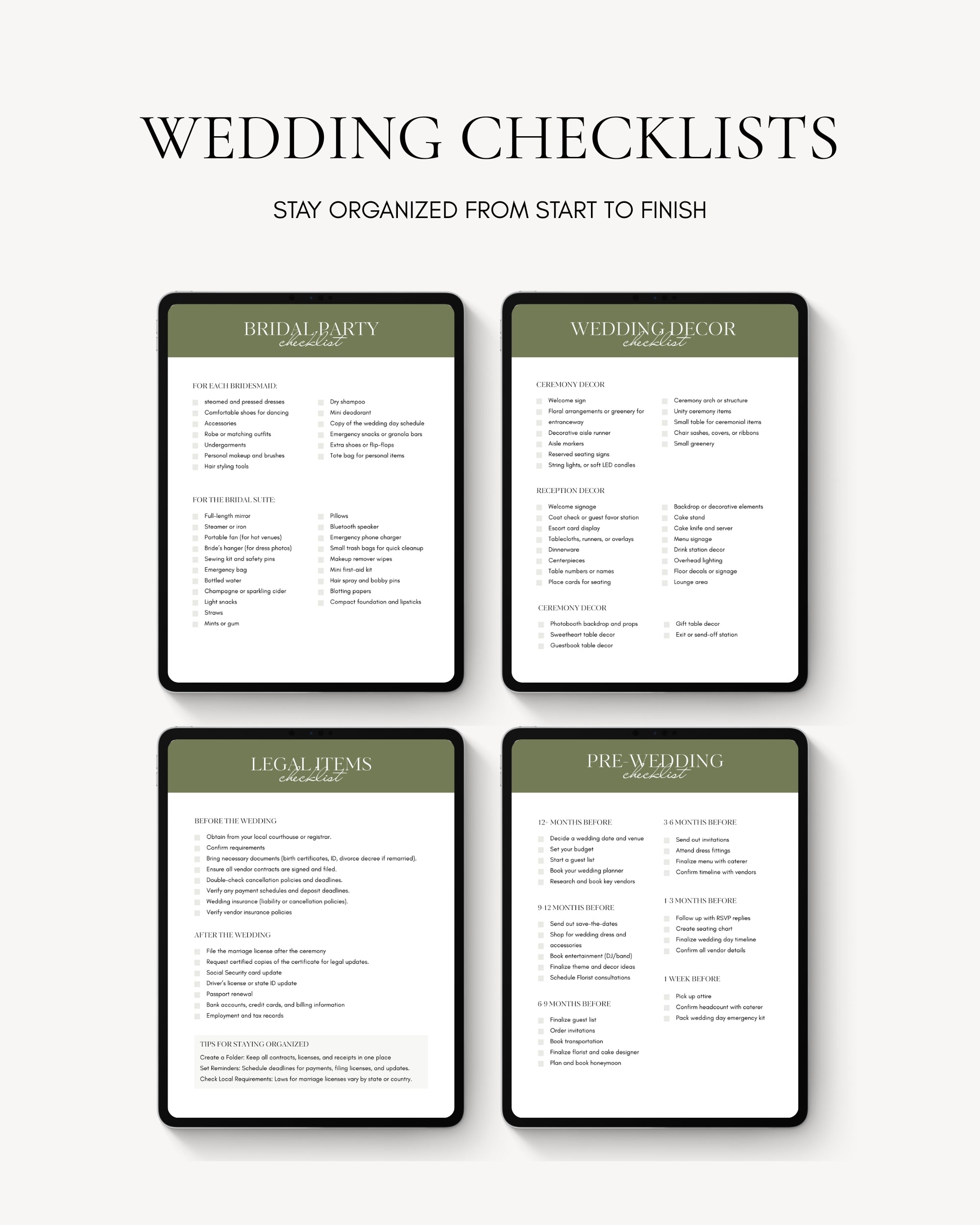 Green Wedding Binder Template